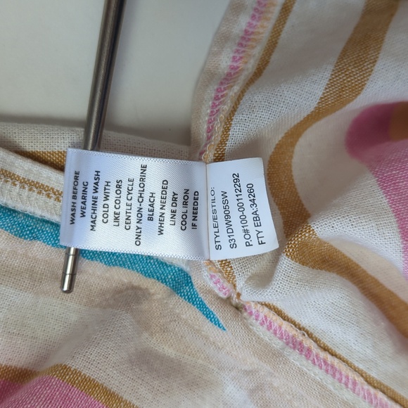 Westbound Multi Colored Vertical Linen Blend Midi Dress Size 1X - Picture 10 of 14